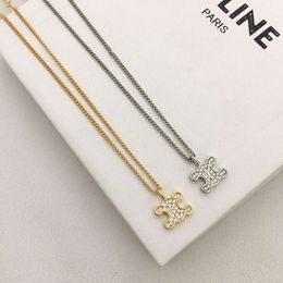 Designer celline Sailin Familys New Triumphal Arch Full Diamond Necklace for Women with a High Sense of Personality and Temperament Brass Plated Zircon Collar Chain
