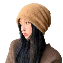 Berets Korean Style Women Imitation Pile Hat Outdoor Warm Plush Autumn Winter Super Soft Thickened Outfit