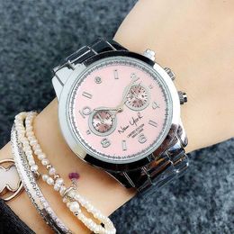 Fashion Brand beautiful women's Girl New York letters style dial Metal steel band Quartz wrist Watch M6112247m