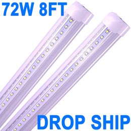 25Pack LED T8 Shop Light, 8FT 72W 6500K Daylight White Linkable LED Integrated Tube Lights LED Bar Lights Corded Electric Garage,Workshop Cabinet USA STOCK crestech