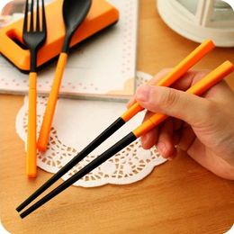 Dinnerware Sets 3 In 1 Portable Fork Cutlery Set Foldable Folding Chopsticks With Box Spoon Safety PlasticTableware