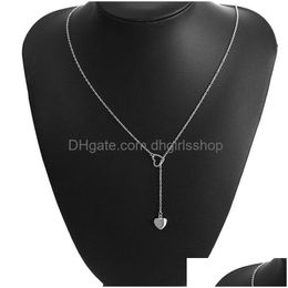 Pendant Necklaces Heart Pendant Necklace Colors Sier Gold Fashion Y Shape Charm Necklaces With Link Chain Designs Jewelry Gift For Dro Dhvb7