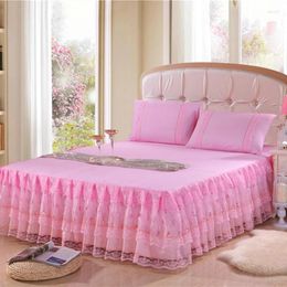 Bed Skirt Ruffled Lace Elegant Princess Non-slip Mattress Cover Bedsheet Protector Home Bedspread