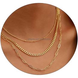 Pendant Necklaces Viromy Dainty Gold Necklace For Women 14K Plated Layered Satellite Necklaces Trible Layering Paper Clip Chain Link E Dhnno