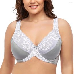 Bras Plus Size Bra Women Gray Sexy Lace Ultra-thin Minimizer Underwired Bralette Lingerie C D DD E F G H I Cup