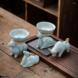 Tea Pets Creative Solid Colour Cow Pet Ru Kiln Open Piece Of Ceramic Zen Ceremony Accessories Used To Place The Philtre Tool