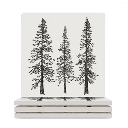 Table Mats Doug Fir #5 Ceramic Coasters (Square) Christmas Tea Drink Set Cup Mat Household Utensils Kitchen