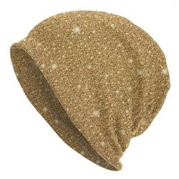 Berets Sparkle Print Art Beanie Hats Glam Gold Glitter Bonnet Unisex Hip Hop Gym Skullies Beanies Autumn Graphic Head Wrap Caps