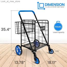 Shopping Carts Shopping cart with 360 wheels foldable design heavy-duty shopping cart market cart Q240227