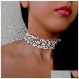 Collar Necklace Iced Out Collar Necklaces For Women Fashion Crystal Rhinestone Chokers Bling Alloy Necklace Party Jewellery Christmas Bi Dhwgu