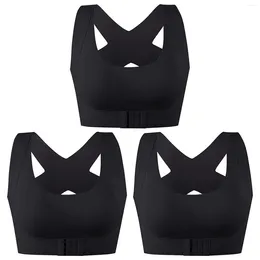 Yoga Outfit 3pcs Sports Bra Push Up For Women Front Closure Back Support Body Shaper Posture Corrector Soft Breathable Full Coverage