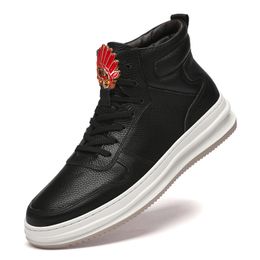 Fall Shiny size Fashion Plus Metal Casual Shoes Bright Red Black Brand High top Men s Sneakers A Sneaker