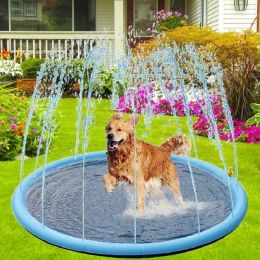 Mats 150*150cm Pet Sprinkler Pad Play Cooling Mat Swimming Pool Inflatable Water Spray Pad Mat Tub Summer Cool Dog Bathtub For Dogs