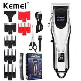 Trimmers KEMEI Professional Hair Clippers Men Rechargeable Cordless Electric Beard Hair Trimmer Barber Hair Cutting Machine Grooming Kit
