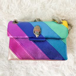 Mini -Tasche Kurt Geiger Regenbogen Designer -Tasche Bunt Luxurys Handtasche Real Leder -Ketten -Umhängetaschen Frauen Herren Mode Pochette Clutch Tasche Lady Crossbody Tasche