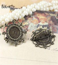 BoYuTe New Product 20Pcs Round 12MM Cabochon Brooch Base Antique Bronze Plated Vintage Diy Jewelry Accessories5738814