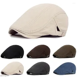 Berets Flat Beret Cap Cotton Adjustable Breathable Irish Cabbie Ivy Golf Driving Hunting Duckbill Hat Fashion Sboy Hats For Men