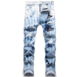 Mens Designers Jeans Distressed Ripped Biker Slim Straight Denim For Men s Print Fashion Mans Skinny Pant