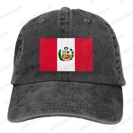 Berets PERU FLAG Fashion Unisex Cotton Baseball Cap Outdoor Adult Adjustable Men Women Denim Hat