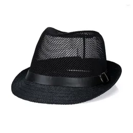 Berets Summer Linen Breathable Sunhat Jazz Hat Big Head Outdoor Sun Men Leather Belt Cap Western Cowboy Panama Sombrero