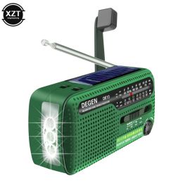 Radio 2022 DEGEN DE13 FM AM SW Crank Dynamo Solar Power Emergency Radio Global receiver High Quality VS Tecsun PL310ET VS Panda 6200