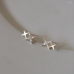 Stud Earrings Elegant For Women Double Layered Star Earring 925 Sterling Silver Fine Jewelry Earlobe Piercing Ear Accessory Gift