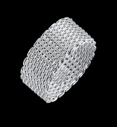 Net Rings 925 Silver Plated Round Braided S925 Flat Band Ring Trendy Fashionable Generous Designed Party Dancing Elegant Gifts POT6167520