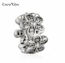 925 Sterling Silver Micro CZ Pave Dazzling Daisies Flower Spacer Charm Beads Fit Women Charm Bracelets Diy Jewellery Spring 20177191036