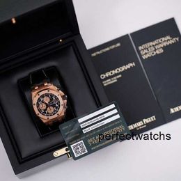 Sports Wristwatch Chronograph AP Wrist Watch Epic Royal Oak Offshore 26470OR Black Faced Mens Watch 18k Rose Gold Chronograph Automatic Mechanical Swiss Watch Name