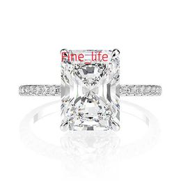 925 Sterling Silver Jewellery 18k White Gold Plated emerald cut baguette CZ diamond wedding ring