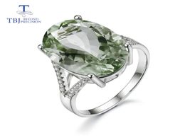 TBJBig 13ct green amethyst Ring oval cut1318 gemstone ring in 925 sterling silver gemstone Jewellery for girls with gift box Y1894025449