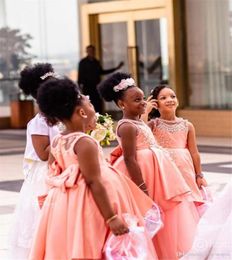Girl039s Dresses African Black Girl Lace Appliqied Aline Flower Dress Blush Pink Princess Ball Gown Formal Wedding Pageant Par4532828