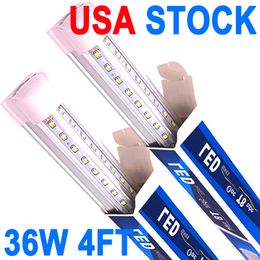 4 Ft LED Shop Light Fixture - 36W T8 Integrated LED Tube Light - 6500K 3600LM V-Shape Linkable - 270 Degree Garage, Shop- High Output - Clear Cover - Plug and Play crestech