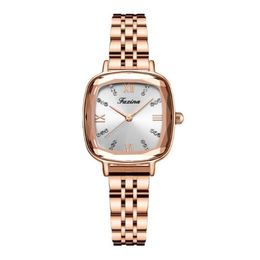 Retro Series Heartbeat Stainless Steel Band Quartz Womens Watches Square Dial Ladies Watch Brilliant Light Wristwatches289y