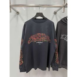 New Men Sweaters Version Mens Balenciiaga Designer Fashion Shirt 23ss High Tops Family Flame Graffiti Letter Printed Long Sleeved T-shirt Unisex Casual Top4G2Y