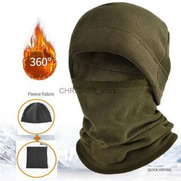 Tactical Hood Winter Polar Coral Fleece Balaclava Men Face Mask Neck Warmer Beanies Thermal Head Cover Tactical Military Sports Scarf Ski CapsL2402