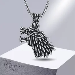 Pendant Necklaces Vnox Wolf For Men Rock Punk Stainless Steel Animal Collar Jewelry Gifts Dad Father Boyfriend Son Husband
