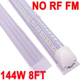 (25-Pack) 8Ft LED Shop Light NO-RF RM V Shape 144W 144000LM 6500K ,8 Foot , 96'' T8 Integrated LED Tube, Linkable Led Bulbs Garage, Warehouse, Clear Lens crestech