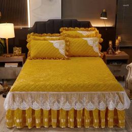 Bed Skirt Winter Thickened Crystal Fleece Single Quilted Cover Mattress (excl. Quilt And Pillowcase)