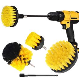 10pcs/set Drill Brush Attachment Set Power Scrubber Wash Cleaning Brushes Tool Kit with Extension for Clean Car Wheel Tyre Glass windows