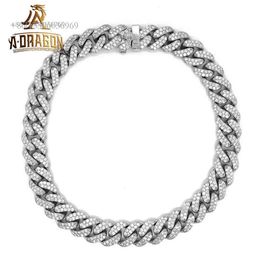 Pure Sier 12Mm White Gold Plated VVS Moissanite Diamond Cuban Chains For Men