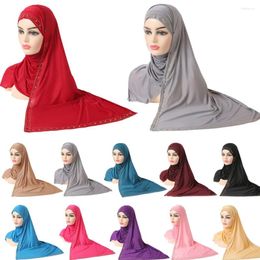 Ethnic Clothing Fashion Rhinestone Women Lady Muslim Wrap Style Hijab Islamic Scarf Arab Shawls Headwear Jersey Solid Colour Headscarf