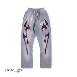 2024 Mens Designers Pants Women Pantsl Hellstar Studios Washed Flame Orange Pants Sweatpants Men Jogger Fashion Hip Hop Street Casual Pants 722