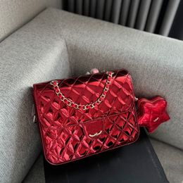 24c Red Star Bag Backpack 25cm Stylish Womens Shoulder Bags Shiny Patent Leather Diamond Cheque Gold Hardware Metal Buckle Luxury Handbag Matelasse Chain Crossbody