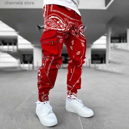 Men's Pants Paisley Cargo Pants Fashion Mens Reflective Joggers Oversized Streetwear Harajuku Hip Hop Jogger Pants Black Trousers Bottoms T240227