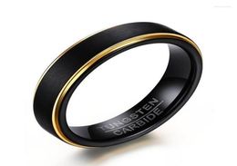 Wedding Rings Arrival 6mm Band Ring For Men Quality 857 Tungsten Carbide Fashion Black With Two Sides GoldColor1061187