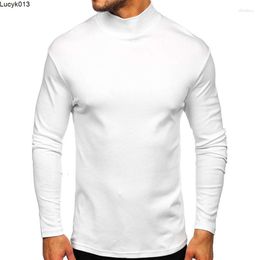 Mens t Shirts Us Size S-xxl Spring Autumn Long-sleeved T-shirt Men Solid Color Mock Neck Thin Fleece Bottoming Shirt Male for