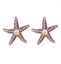 Stud Earrings Big Purple Enamel Starfish For Women Fashion Bohemian Vintage Ocean Animal Jewelry Party Holiday Accessories2963002