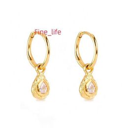 Gemnel delicate no piercing rhinestone pear-cut crystals bezel setting hoops pendant 925S moissanite earrings