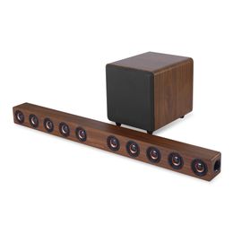 Luxury Home HiFi Detachable Wireless 50W Wooden Bluetooth Soundbar Stereo Speakers Home Theater TV Subwoofer Music Support RCA AUX Optical